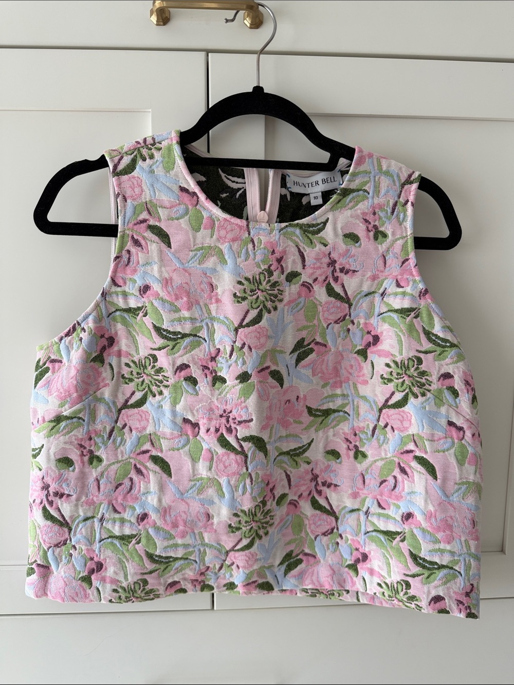 HUNTER BELL Pink Floral Embroidered Tank Top